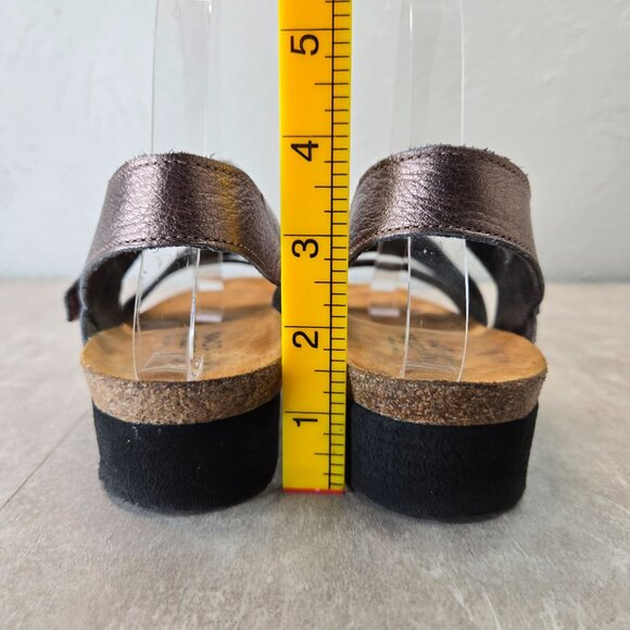 Naot Flat Sandals Sz 9 Metallic Leather Cork Comfort Strappy Bohemian Gladiator - Picture 4 of 10